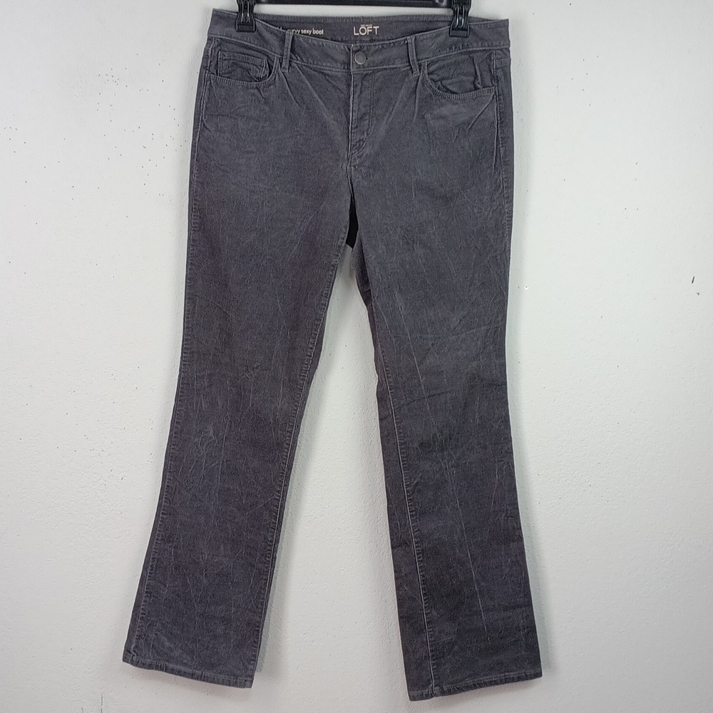 LOFT Women's Charcoal Gray  "Curvy Sexy Boot"  Corduroy  Boot Cut Pants sz 14